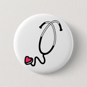 Heart Stethoscoop Ronde Button 5,7 Cm