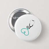 Heart Stethoscoop Ronde Button 5,7 Cm (Voorkant /achterkant)
