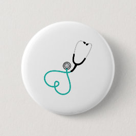 Heart Stethoscoop Ronde Button 5,7 Cm
