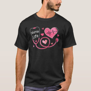 Heart Stethoscope Heartbeat Nurse Life Nurse Valen T-shirt