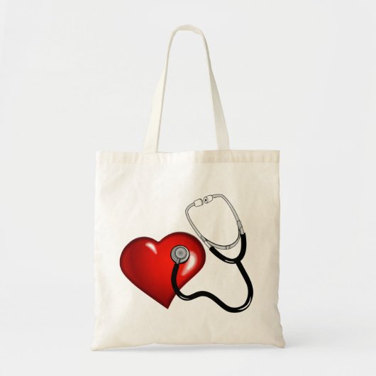Heart Stethoscope Personalized Nurse Medical Tote Bag (Voorkant)