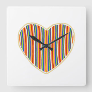 Heart Stripes Wandklok Vierkante Klok