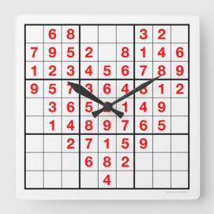Heart Sudoku Clock met downloadbare puzzle (Easy) Vierkante Klok
