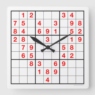 Heart Sudoku Clock with downloadable puzzle Vierkante Klok