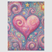 Heart Sun Stars Swirls Whimsical Decoupage Tissuepapier (Voorkant)