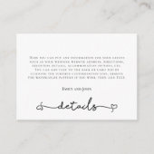 Heart Swash Black Typography Weddenschap Details Informatiekaartje (Voorkant)