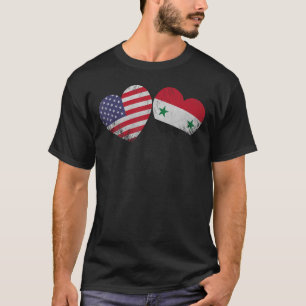 Heart Syrian American Flag Patriotic Family Herita T-shirt