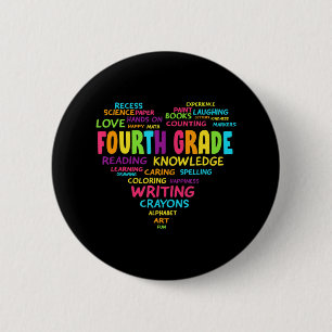 Heart Tee Fourth Grade Team Teacher Student Back T Ronde Button 5,7 Cm