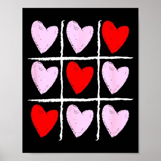 Heart Tic Tac Toe Valentines Day  Poster (Voorkant)