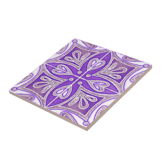 Heart Tiles Geïnspireerd Portugees Azulejos Lavend Tegeltje