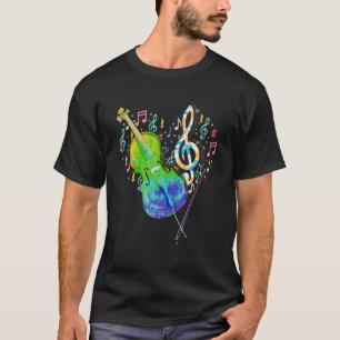 Heart Treble Clef Cello Speler Muzieknoten Cellist T-shirt