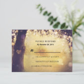 Heart Tree Lights Wedding RSVP Kaart (Staand voorkant)