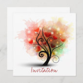 Heart Tree-uitnodiging Kaart (Voorkant / Achterkant)