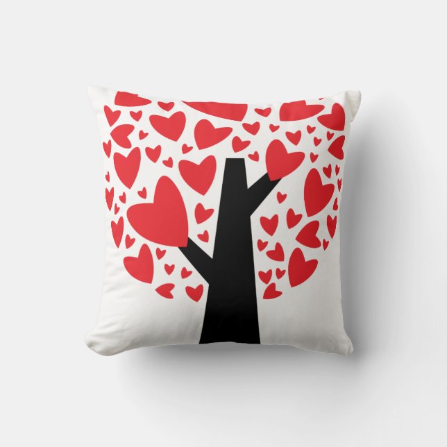 Heart Tree Valentijnsdag Pillow Kussen (Voorkant)