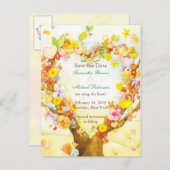 Heart Tree Waterverf Save the Date Briefkaarten (Voorkant / Achterkant)