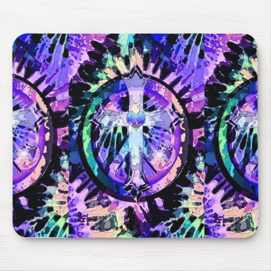 Heart Tye Dye Cross Muismat (Voorkant)