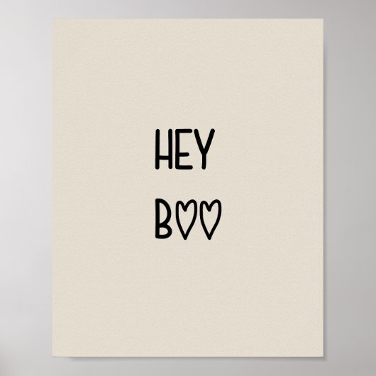 Heart Typography Hey Boo Poster (Voorkant)