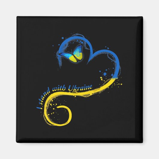 Heart Ukraine Butterfly Oekraïense vlag ik sta er Magneet (Voorkant)