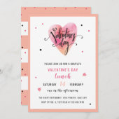 Heart Valentijnsdag Uitnodiging (Voorkant / Achterkant)