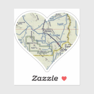 Heart Vernon Utah Retro kaart Sticker
