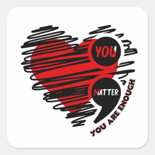 heart vierkante sticker (Voorkant)