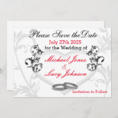 Heart & Vines Save The Date Kaart (Voorkant / Achterkant)