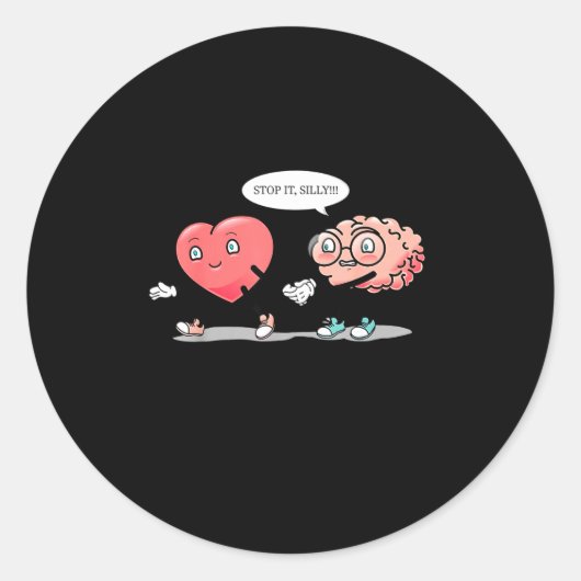 Heart Vs Brain Heart Leading Brain Valentines  Ronde Sticker (Voorkant)