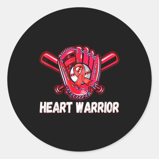 Heart Warrior Heart Disease Awareness Baseball Sof Ronde Sticker (Voorkant)