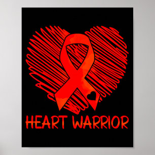 Heart Warrior Rode lint Hartziekte bewustzijn Poster