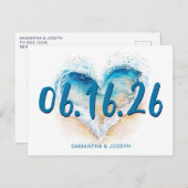 Heart Wave Beach Bewaar de datum Briefkaart (Voorkant / Achterkant)