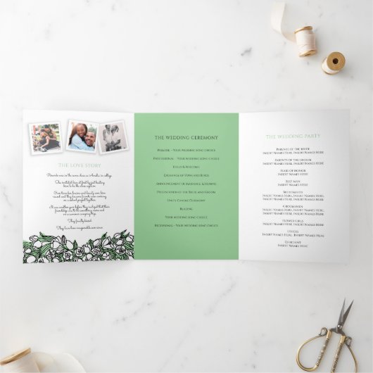 Heart white tulips inverhaal toewijding bruiloft drieluik programma (Binnen)