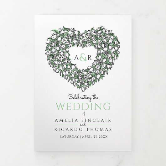 Heart white tulips inverhaal toewijding bruiloft drieluik programma (Cover)