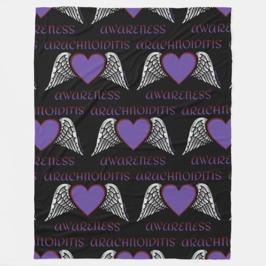 Heart/Wings... Arachnoiditis Fleece Deken (Voorkant)