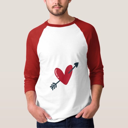 Heart With Arrow Valentine Minimal T-Shirt (Devant)