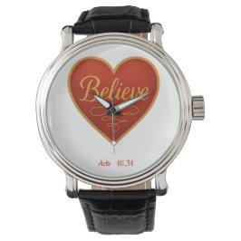 Heart with Believe in Gold Horloge
