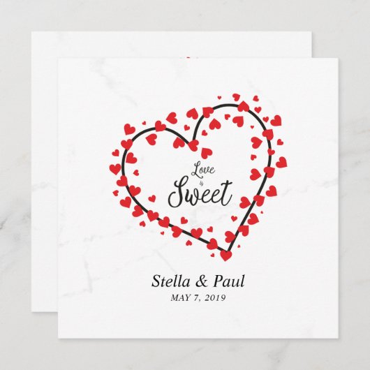 Heart with Hearts Love is Sweet Quote Design (Voorkant / Achterkant)