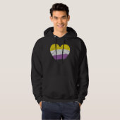 Heart with Non Binary Flag Nonbinary Pride Month Hoodie (Voorkant volledig)