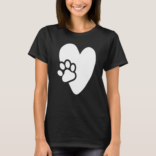 Heart with Paw Pet Design for Puppies Dogs Lovers  T-shirt (Voorkant)