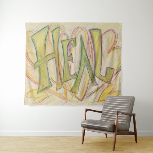 Heart Word Art Tapestry Wall Hanging Wandkleed (In Situ (horizontaal))