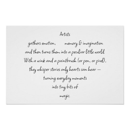 Heart Words Explaining and Artist Whimsical Art Perfect Poster (Voorkant)