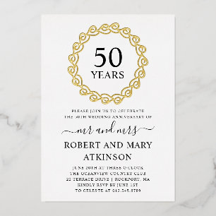 Heart Wreath 50th Wedding Jubileum Party Folie Uitnodiging