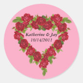 Heart Wreath Red Roses Ronde Sticker (Voorkant)