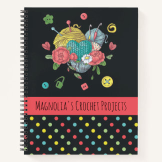 Heart Yarn Polka Dot Crochet Projects Notitieboek