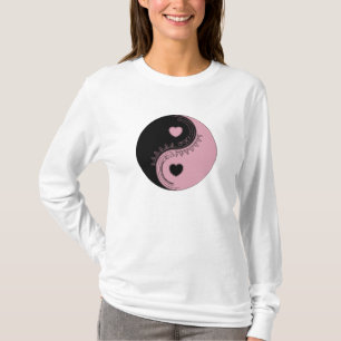 Heart Yin Yang T-shirt Roze en zwarte balans