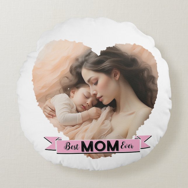Heart You, beste moeder ooit lint Rond Kussen (Voorkant)