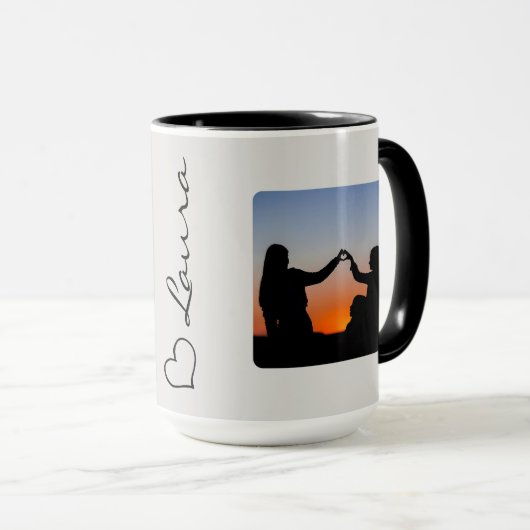 Heart Your Name Photo Script Custom Gift Mug Mok (Voorkant rechts)