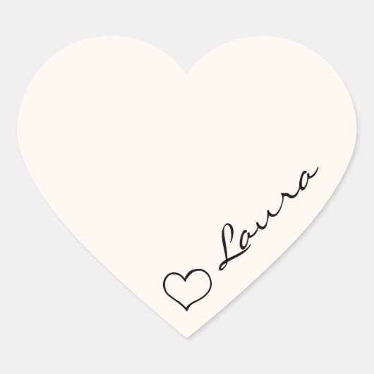 Heart Your Name Script Custom Gift Sticker (Voorkant)