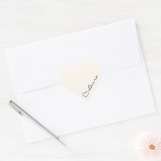 Heart Your Name Script Custom Gift Sticker (Enveloppe)