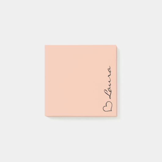 Heart Your Name Script Custom Gift Sticky Notes (Voorkant)