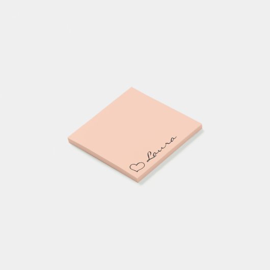 Heart Your Name Script Custom Gift Sticky Notes (Schuin)